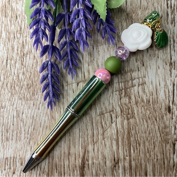 Hand Crafted Other - Writing Pen Flower Shell Ocean Artisan Beaded Silicone Custom Handcrafted Office